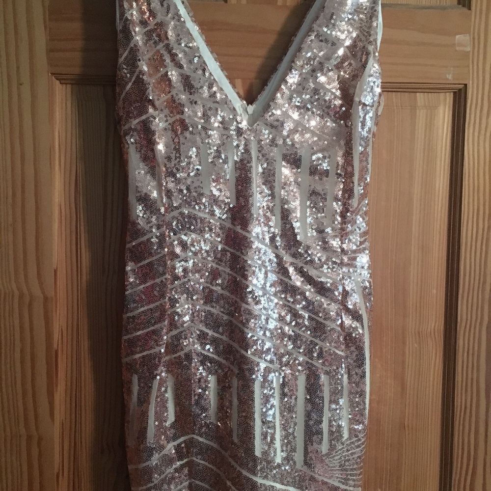 Peach sequined mini dress